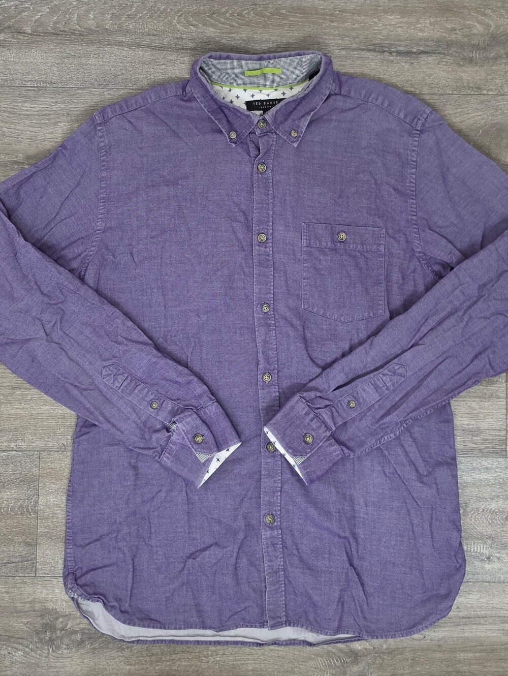 Ted Baker Men's London Purple Long-Sleeve Button-Down Shirt-Size 4